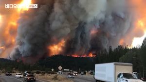 "달아나야 해" 고속도로 덮친 산불&hellip;뼈대만 남은 트럭