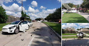 경비행기에 받힌 테슬라 운전자 끄떡없어&hellip;머스크 "와우"