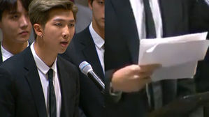 [SBS Star] VIDEO: BTS RM's Hands Were Shaking While Giving a Speech at the UN