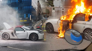[제보영상] 달리던 포르쉐도, 멈춰있던 BMW에도 '불길'
