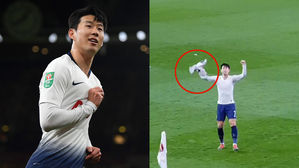 [영상pick] '6호 골' 넣고 신난 손흥민…경기 후 해외 팬과 교환한 물건은?