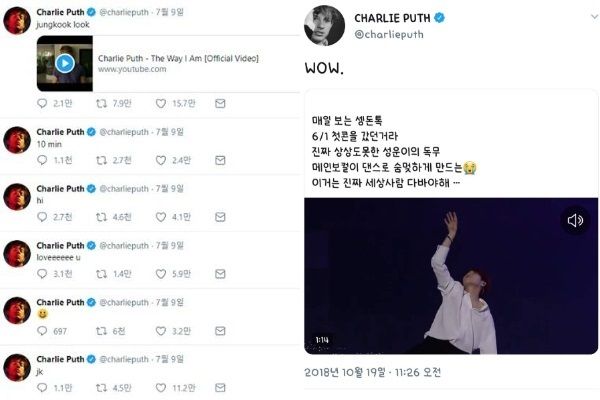 Charlie Puth's tweet