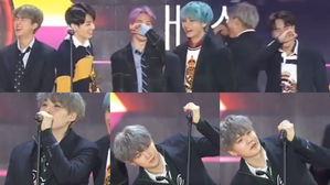 [SBS Star] BTS Finds SUGA Adjusting the Height of the Microphone Stand Hilarious