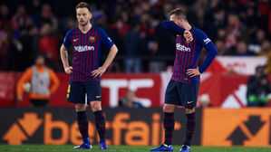 메시 결장 바르사, 국왕컵 1차전 패&hellip;5연속 우승 먹구름