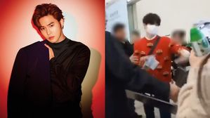 [SBS Star] Security Guard Blocks Fans from Giving SUHO Letters but He Takes Them Anyway!