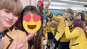 [SBS Star] Lee Dae Hwi Sweetly Takes a Selfie with Students After the Graduation Ceremony