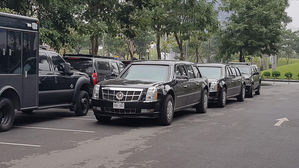 美 대통령 전용 리무진, 하노이 JW메리어트 호텔에 도착