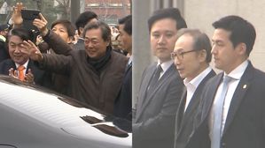 [영상] 옅은 미소 띤 이명박 전 대통령, 349일 만에 '조건부 석방' 현장