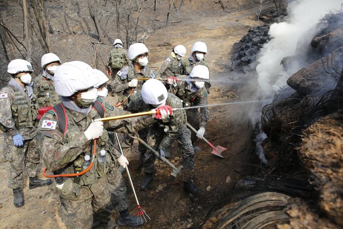 산불 지원 육군 장병