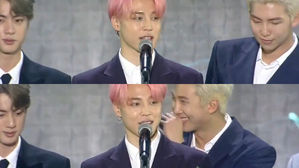 [SBS Star] VIDEO: RM Laughs After Seeing How JIMIN Made Himself Taller for the Microphone