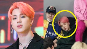 [SBS Star] BTS JIMIN Spotted Sleeping While Taking a Big Hit Group Photo