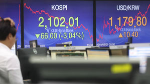코스피, 미&middot;중 무역전쟁 공포에 3% 급락&hellip;2,100선 '털썩'