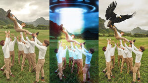 [SBS Star] One Fan Hilariously Photoshops a Photo of EXO Members Tossing SUHO Up into the Air