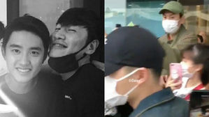 [SBS Star] Lee Kwang Soo Spotted Protecting EXO D.O. from Chaotic Situation at the Airport