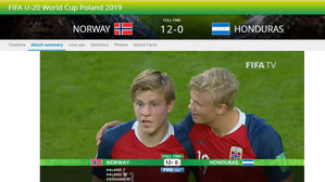 U20 월드컵 노르웨이, 온두라스에 12-0 대승&hellip;홀란드 혼자 9골