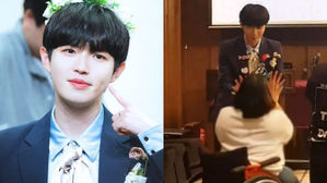 [SBS Star] Kim Jae Hwan Warmly Welcomes His Fan in a Wheelchair at a Fan Signing Event