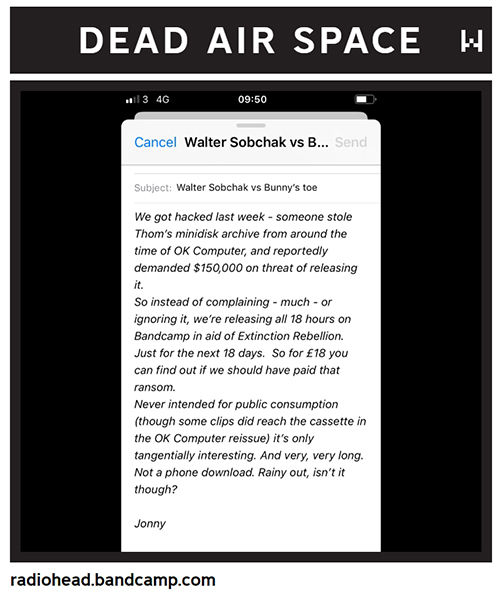 미공개음원 해킹당한 라디오헤드(사진=영국 BBC 홈페이지, 밴드캠프 홈페이지, 라디오헤드 인스타그램·공식 홈페이지 캡처)