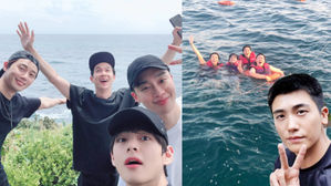 [SBS Star] BTS V Shares Photos from His Trip with Peakboy&middot;Park Seo Jun&middot;Choi Woo Shik&middot;Park Hyung Sik(?)