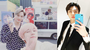 [SBS Star] EXO BAEKHYUN & KAI Cutely Pose in Front of a Snack Truck Sent by SEHUN