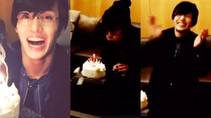 [SBS Star] VIDEO: Kang Ha Neul Laughs as He Blows Cake Decorations Out Along with the Candles