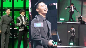 [SBS Star] VIDEO: BTS V Shows Cute Dance Moves on His Way to Park Seo Jun to Receive an Award