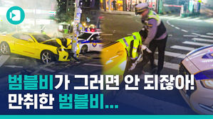 범블비가 그러면 안 되는 거잖아요&hellip;만취 스포츠카, 단속 피해 도망가다 '쾅'