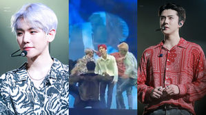 [SBS Star] VIDEO: EXO SEHUN Pats BAEKHYUN's Head in the Middle of a Performance?