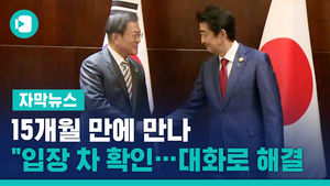 한일 정상, 15개월 만에 만나 "입장 차 확인&hellip;대화로 해결"