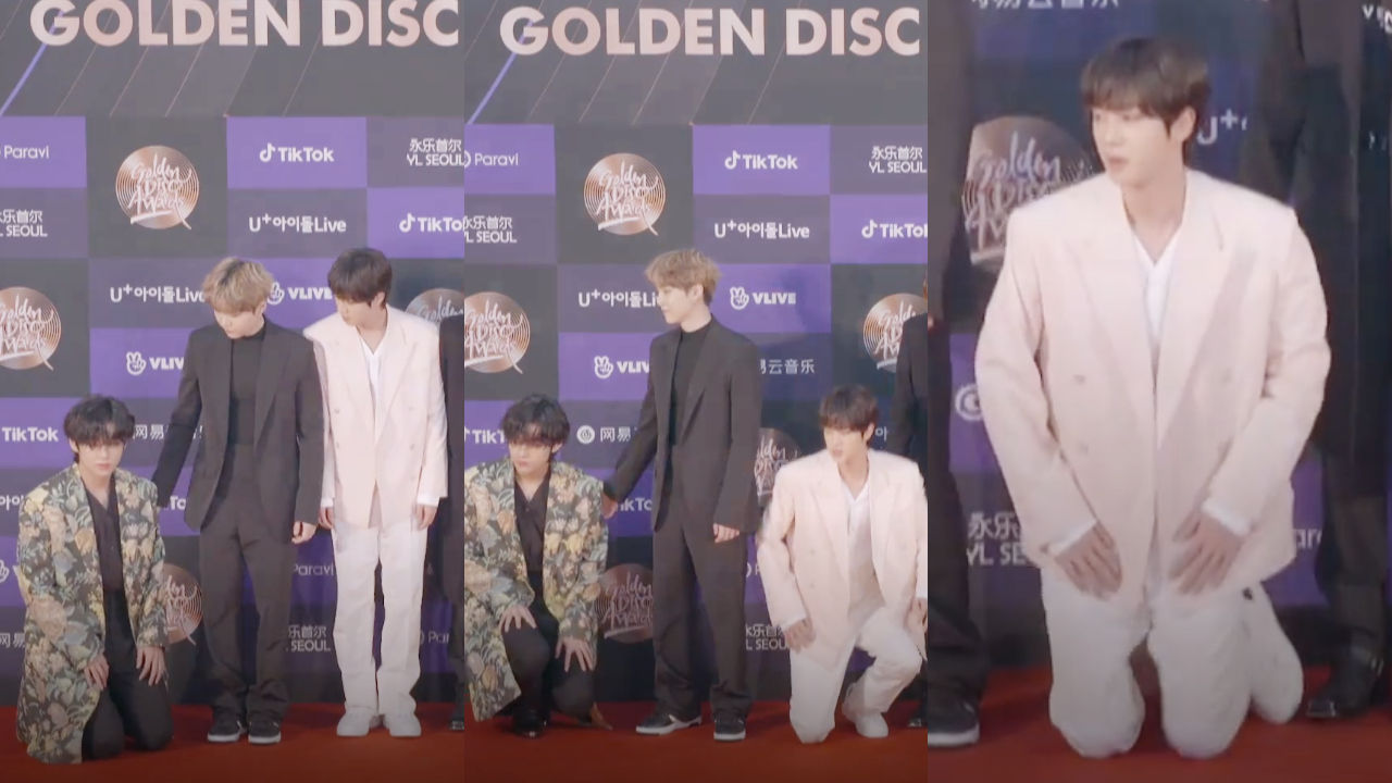 [SBS Star] JIN Copies V Who Falls on Red Carpet to Make Sure He Does Not Get Embarrassed