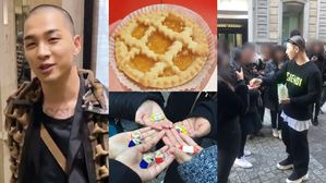 [SBS Star] VIDEO: BIGBANG TAEYANG Gives Pies & Candies to Fans in Milan