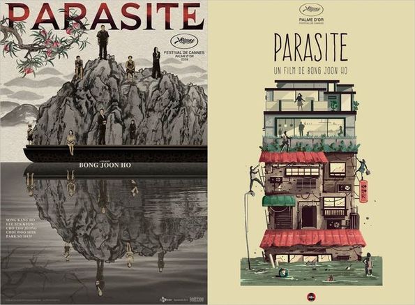 ？[스브스타] 탁자 밑에 숨겨진 게 뭐지?…눈길 끄는 '기생충 아트 포스터'