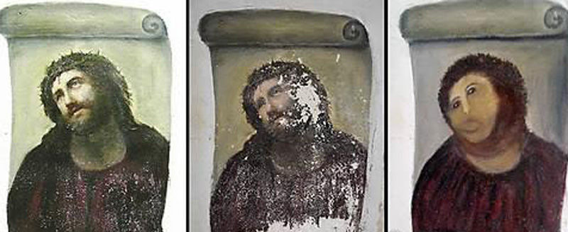 복원 과정에서 훼손된 스페인의 예수 벽화