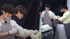[SBS Star] VIDEO: BTS V Cutely Responds to Chef Baek Jong-won Rolling Up His Sleeves for Him