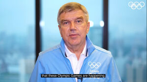 선수들에게 보내는 메시지 영상의 바흐 위원장 (사진=IOC 인터넷 홈페이지 동영상 화면 캡처, 연합뉴스)