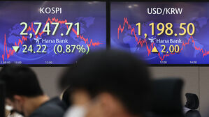 11일 오후 서울 중구 하나은행 본점 딜링룸 (사진=연합뉴스)