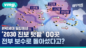 vmg. 안암동 마부작침 신촌동 사근동 화양동 #MZ세대 밀집동네동 '2030 진보 텃밭' 00곳 전부 보수로 돌아섰다고?