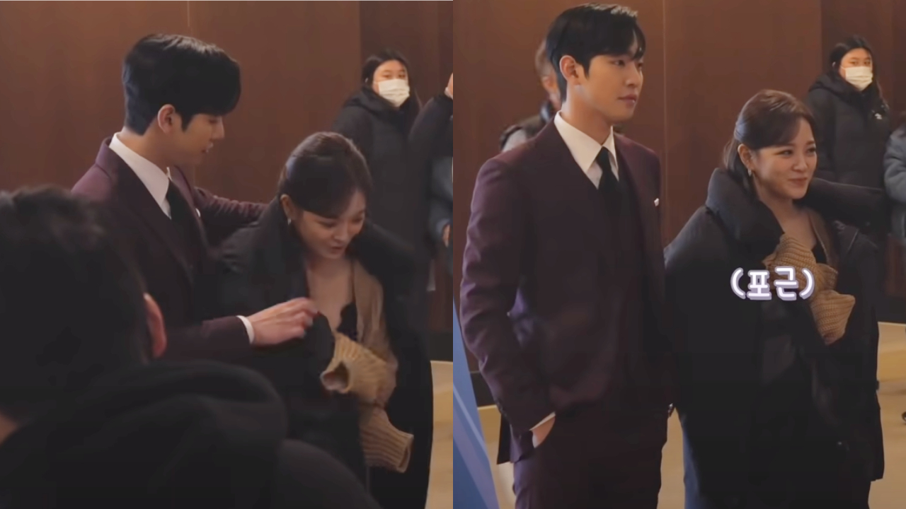 sbs star video ahn hyo seop puts a puffer coat on kim sbs star video ahn hyo seop puts a puffer coat on kim
