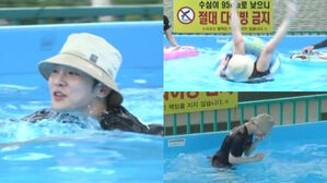 [SBS Star] SHINee KEY Swims with His Hat on; the Hat Surprisingly Does Not Come Off at All