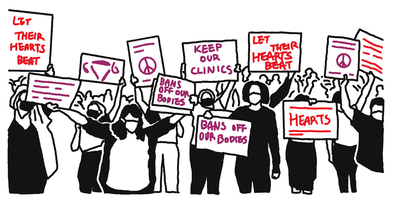 미 연방 대법원 앞에서 시위중인 시위대