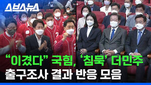 스브스뉴스 "이겼다" 국힘, '침묵' 더민주 출구조사 결과 반응 모음