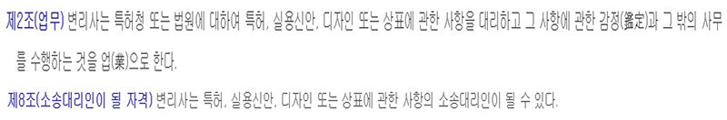 변리사의 소송대리를 규정한 변리사법 2조와 8조 / 김용철 취파용