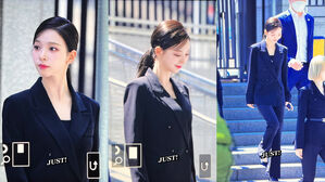 [SBS Star] aespa KARINA's Stunning Style with a Black Suit to the U.N. Headquarters Grabs Everyone's Attention