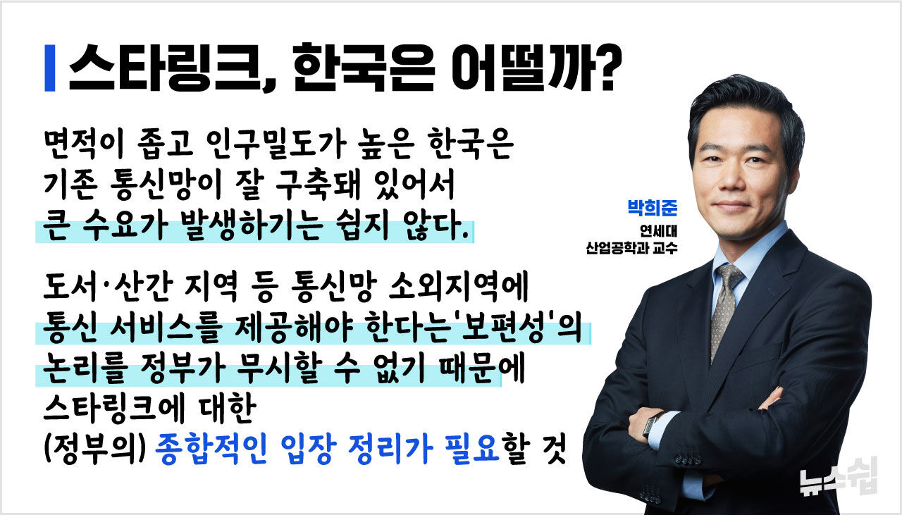 연세대 산업공학과 박희준 교수의 스타링크 관련 전망