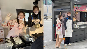 [SBS Star] GOT7 BAMBAM & LE SSERAFIM SAKURA Seen Making Popular Street Snack in Gangnam