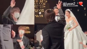 [SBS Star] VIDEO: BTS JIN Seen Excitedly Throwing Confetti at T-ARA Ji Yeon ♥ Hwang Jae-gyun's Wedding