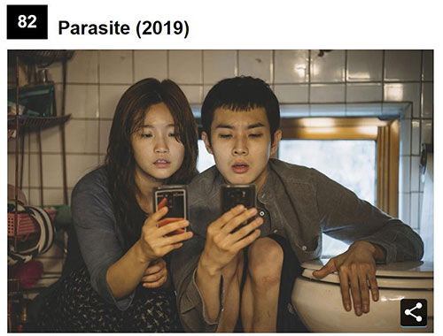 버라이어티 선정 역대 최고 영화 100선에 포함된 '기생충' (사진=버라이어티 홈페이지 캡처, 연합뉴스)