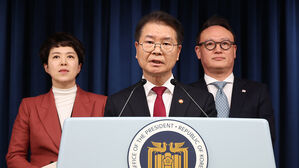이정식 "회계법 준수않는 노조는 지원 배제&hellip;부정적발시 환수" / 이정식 고용노동부 장관(가운데)과 대통령실 안상훈 사회수석(오른쪽), 김은혜 홍보수석