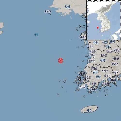 군산 어청도 남서쪽 바다 규모 2.9 지진 (사진=기상청 제공, 연합뉴스)
