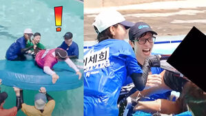 [SBS Star] VIDEO: Kim Jong-kook Panics as Lee Se Hee Literally Exposes His Bum During a Game
