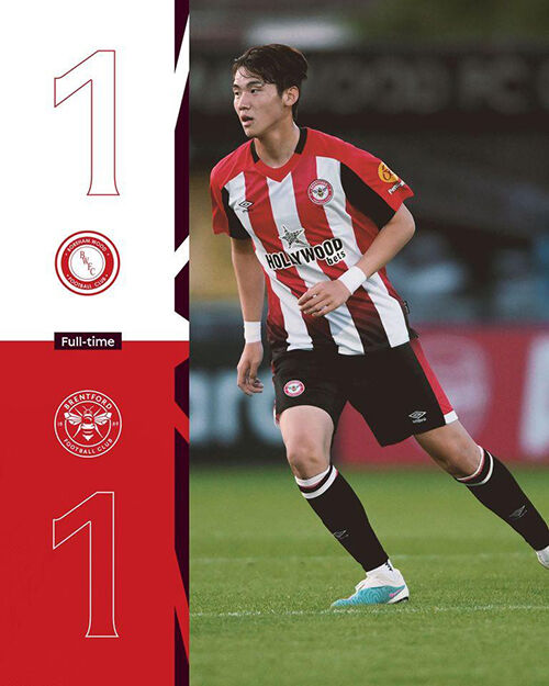 브렌트퍼드 프리시즌 매치에 데뷔한 김지수 (사진=브렌트퍼드 SNS 캡처, 연합뉴스)